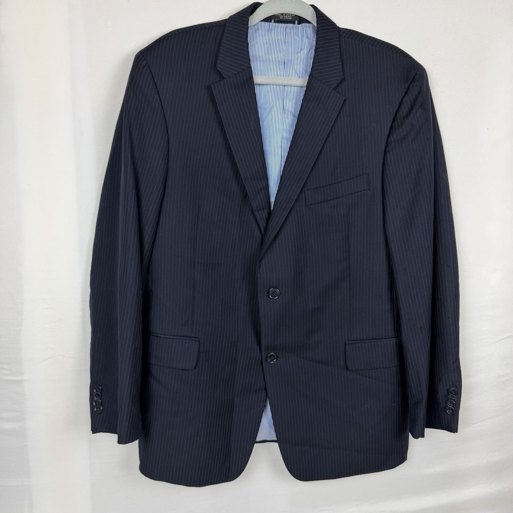 Tommy Hilfiger 100% Wool Blazer Mens 40R Navy Pinstripe Sport Coat